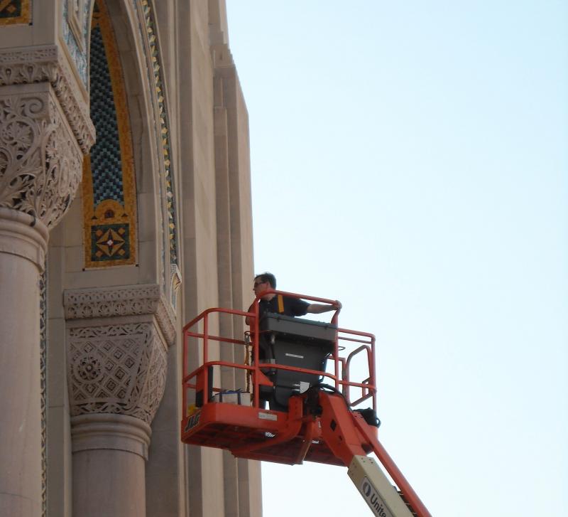 Conditions survey, operating a high-reach